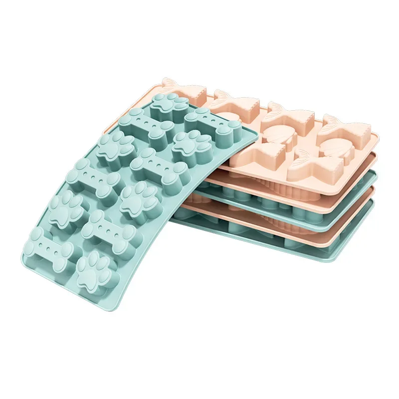 Silicone Pet Cake Mold Fish Bone Caterpillar Dog Footprint Chocolate Mold Pet Biscuit Mold DIY Ice Grid
