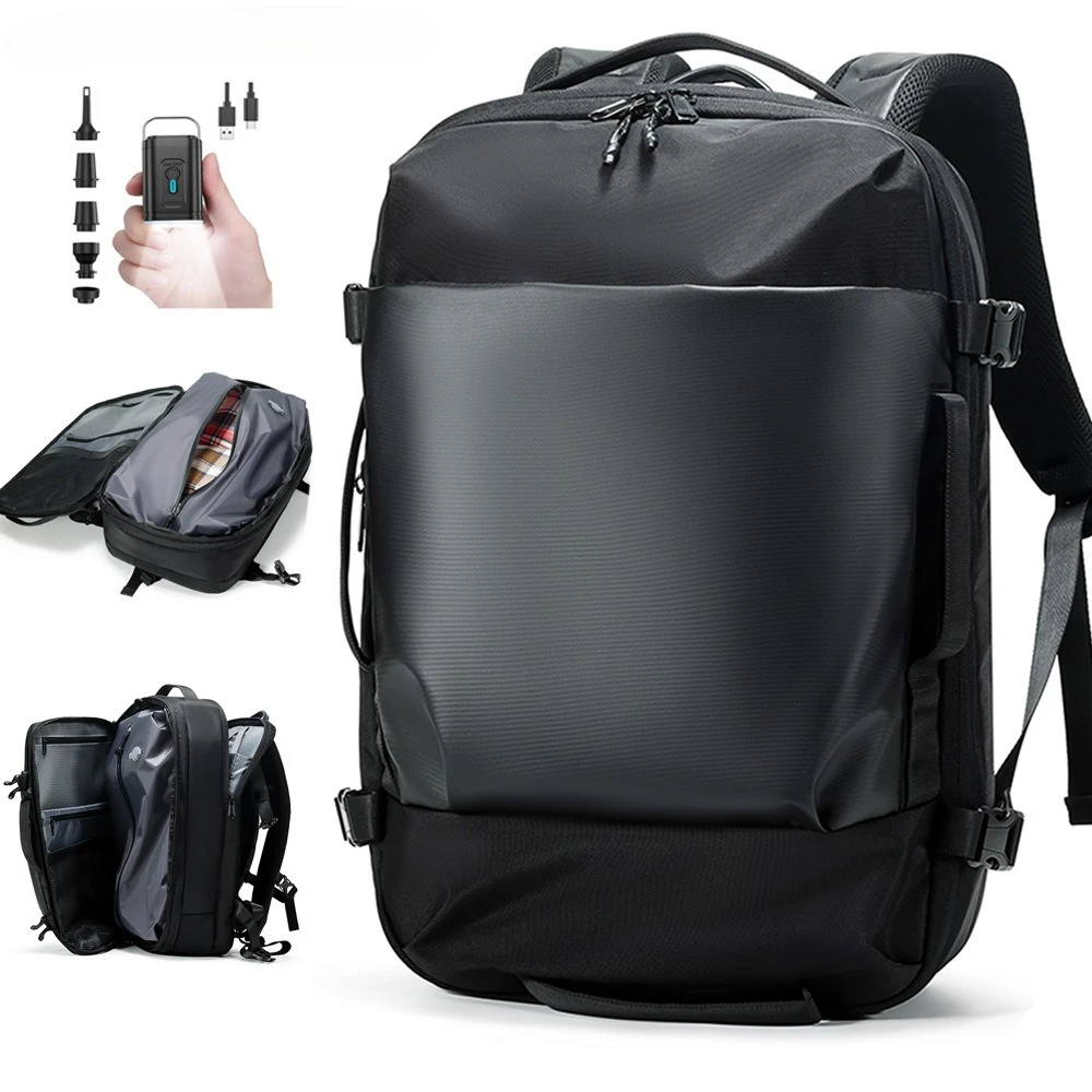 

Expandable Men's Business Large Capacity Travel Backpack, Vacuum Compressed 17 inch Laptop Backpack