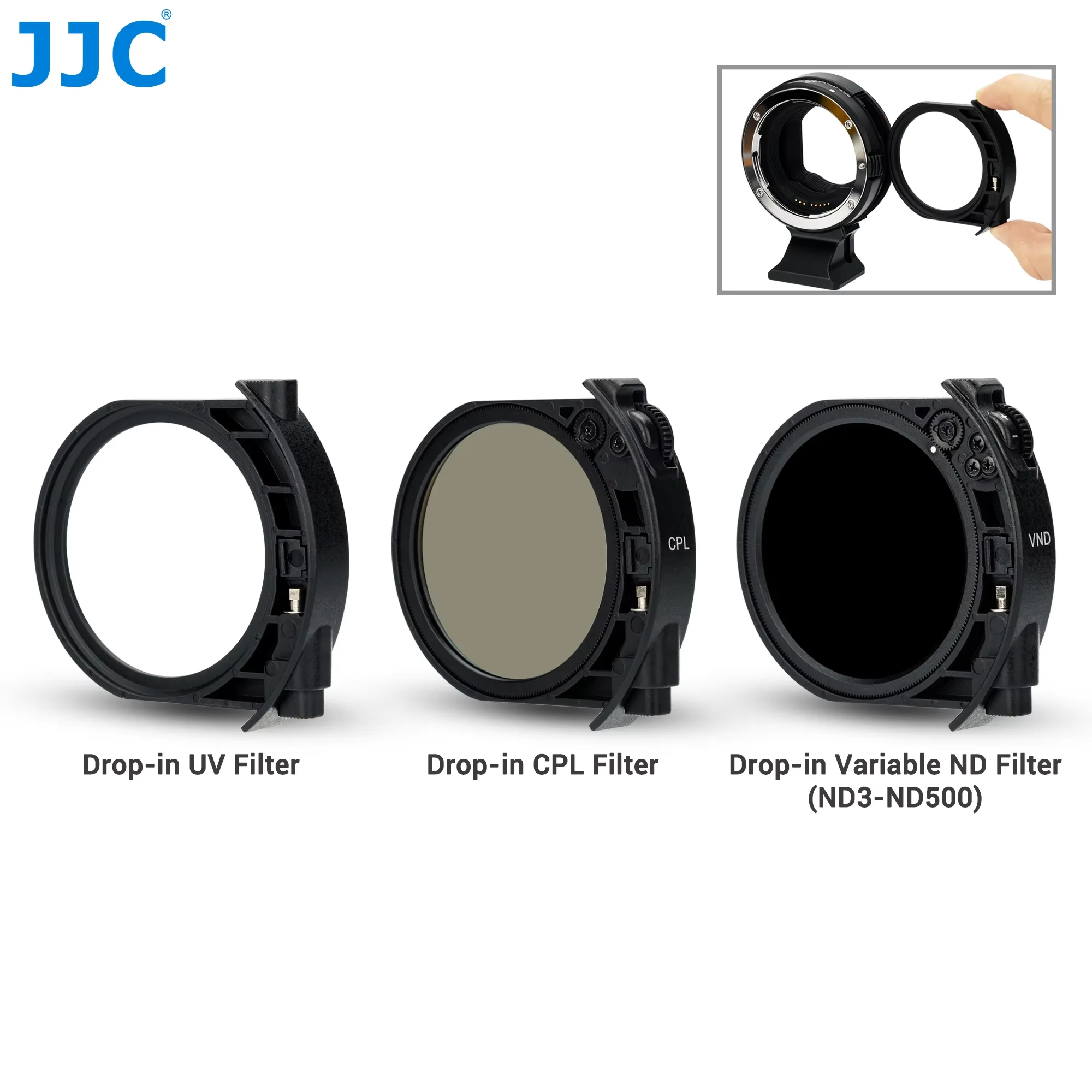 JJC EF-EOS R Auto Focus Lens Mount Adapter W UV VND CPL Filter for Canon EF/EF-S Mount Lenses to R50 R R5 Mark II R6 R7 R8 R10