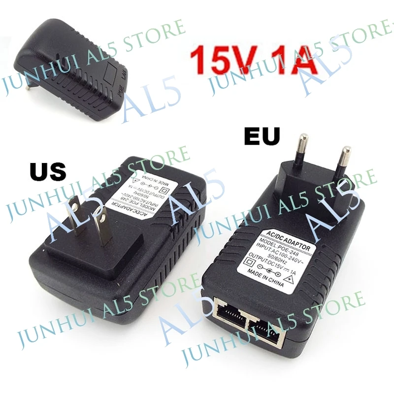 1/2/5pcs POE Power Supply 15V 1A US EU Plug Wall Plug POE Injector Ethernet Adapters for CCTV Security Surveillance B5