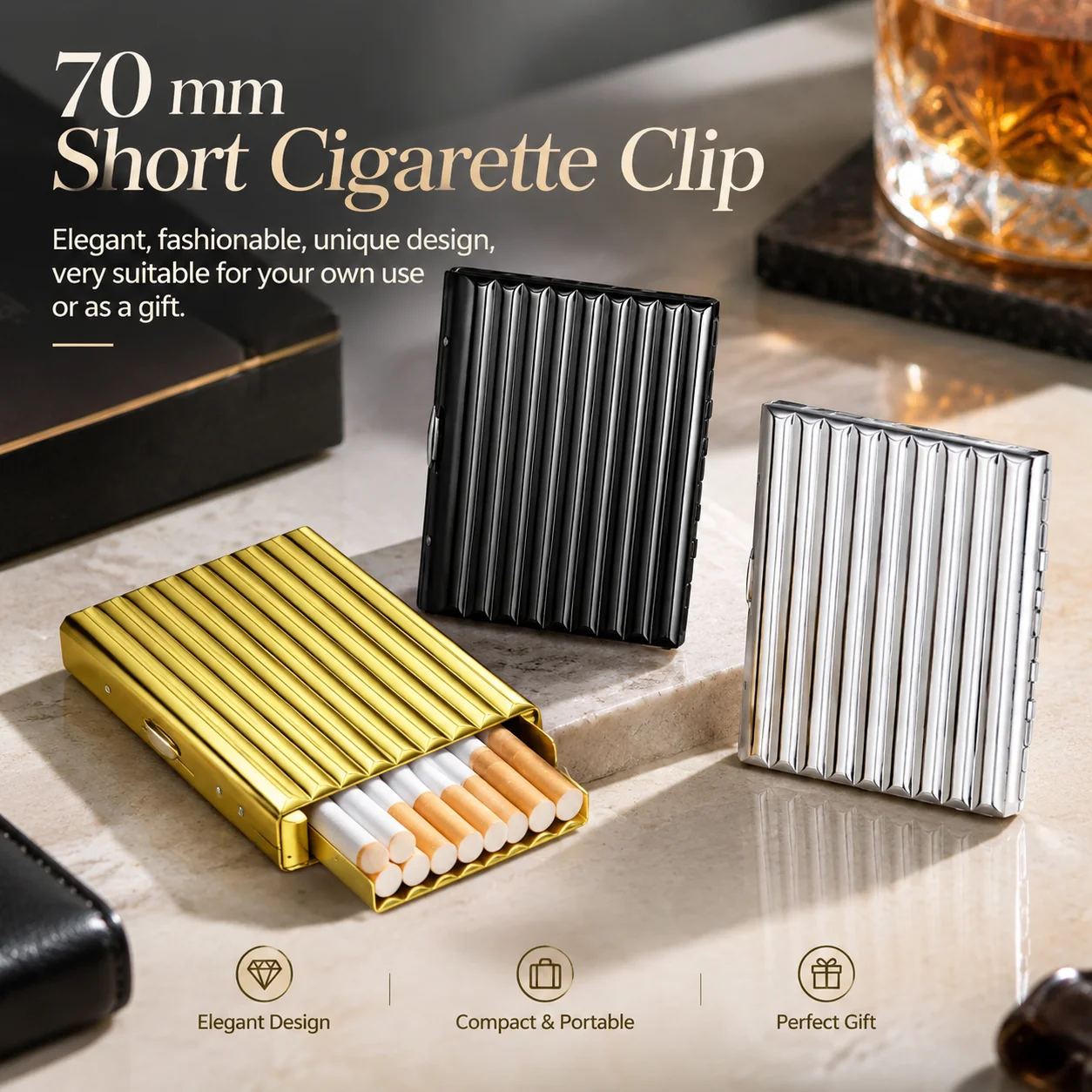 New Large Capacity Portable 20 Pack Split Pack Cigarette Case Men's Cigarette Case Meta Cigarette Accessories for Men and Women