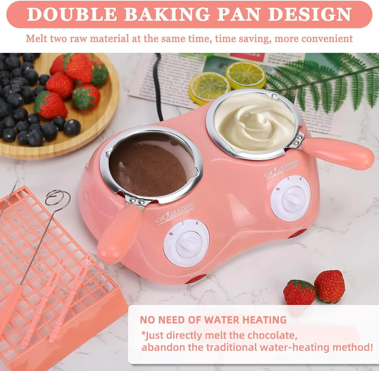 Chocolate Melting Pot Electric Fondue Set Double Chocolate Melting Pot Butter Cheese Melting Heater Suitable for Parties