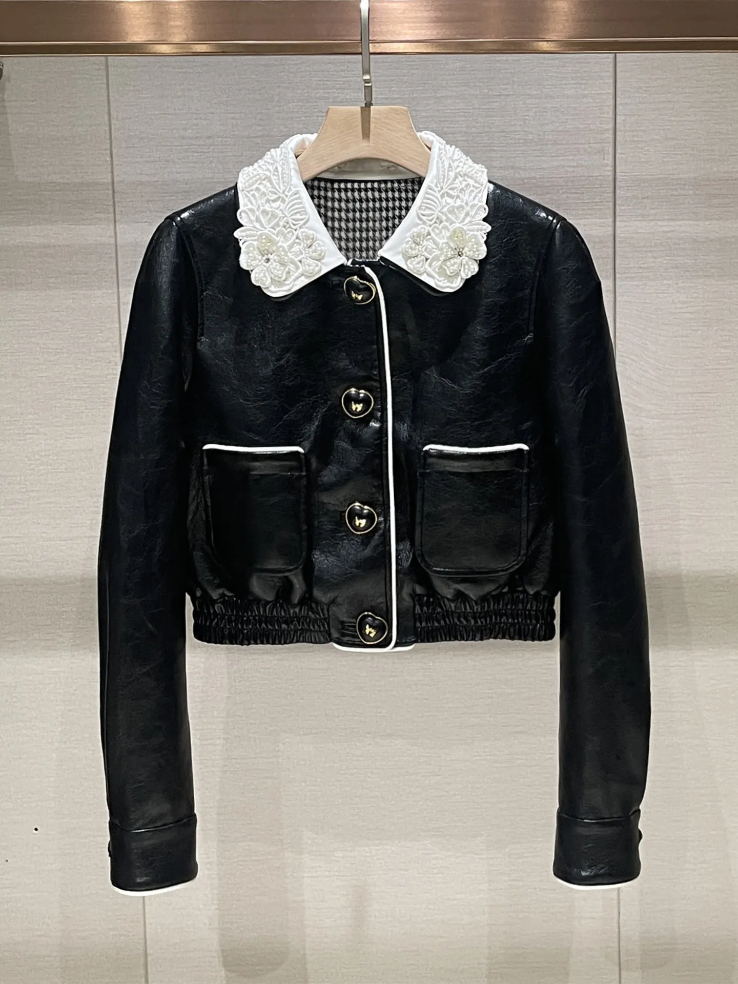 

Cool ort Bla Leather Jaet for Women 2026 Spring New Sle Casual Stand Fit Doll Collar Biker Coat Age Reduction