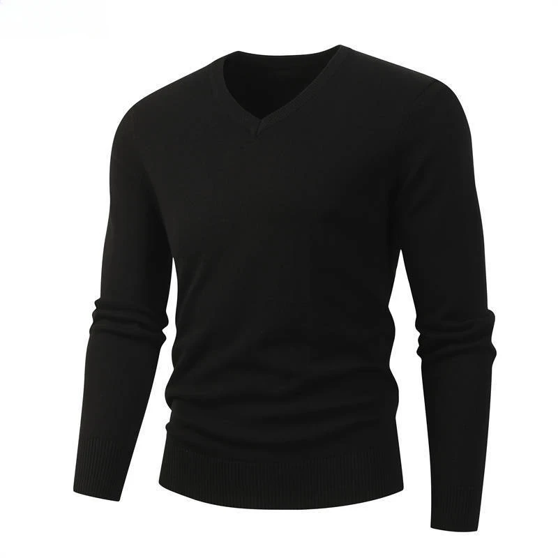 Knitted Sweater Slim Fit Autumn/Winter Long Sleeve V-Neck Casual Solid Color  Pullover   Bottomed T-shirt Z73