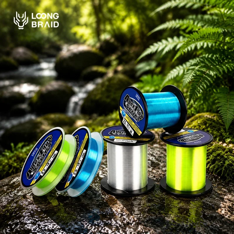 Ligne de pêche en nylon LOONG BRAID 500M, haute résistance aux chocs, monofilament en soie brute originale, 4-40LB, pour eau douce et eau de mer