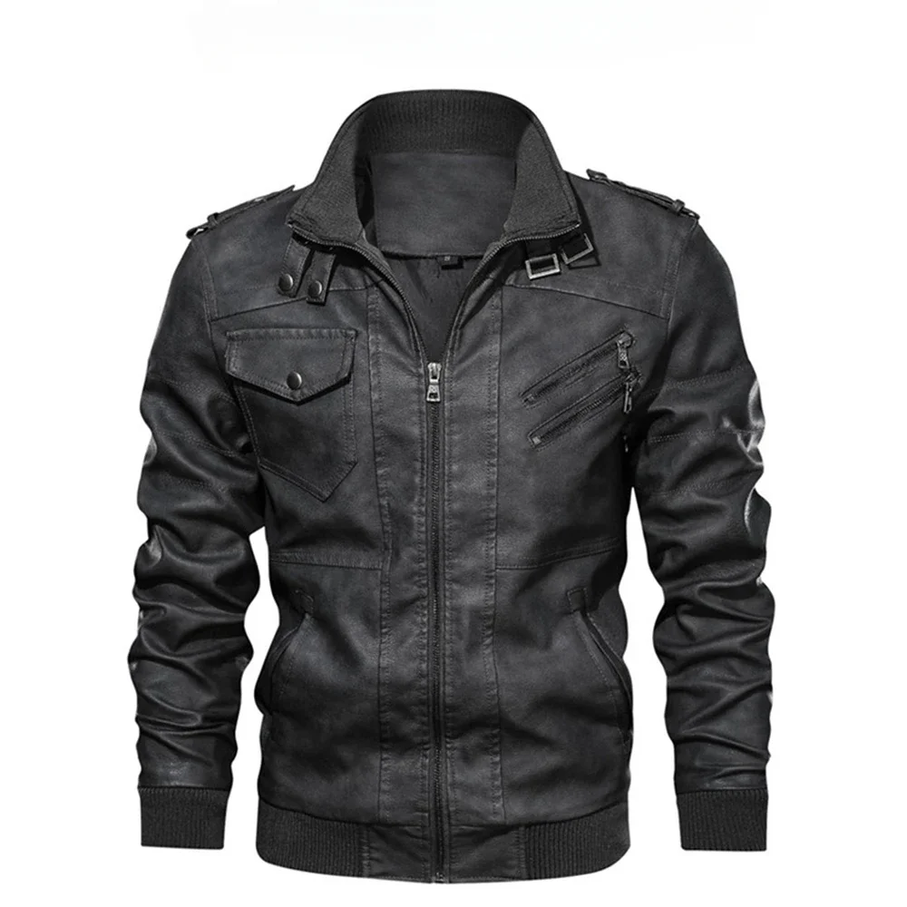 2024 Men's Leather Jacket Trendy Fashion Design Motorcycle Racing Windproof and Wear resistant Training Coat Hip Men's Clothing