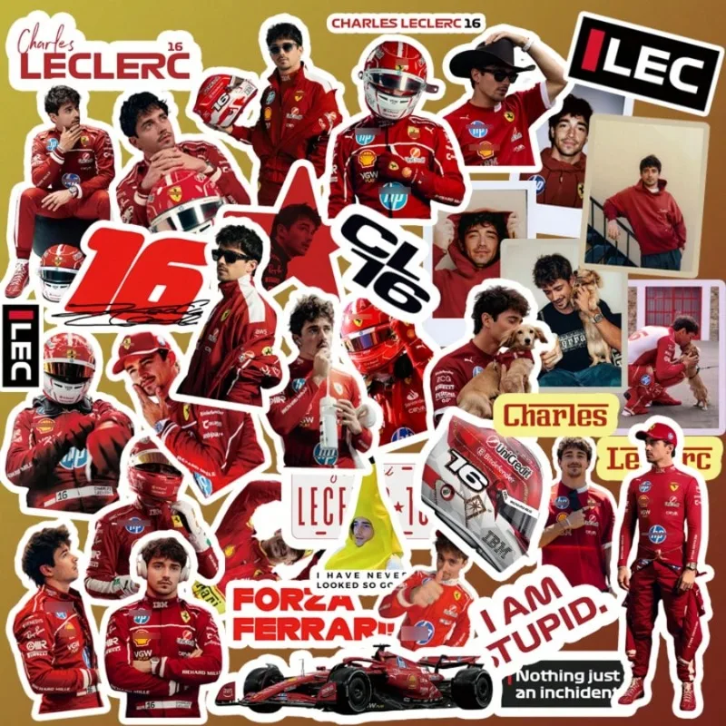65pcs, LEC, CharlesLeclerc racing sticker, racing-themed sticker set, graffiti-style journal/water bottle/laptop stickers