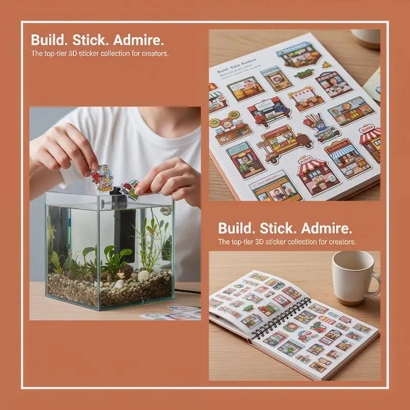 Miniature Scene Sticker Collection Book With 7 Themed Scenarios Smudge Proof Printing