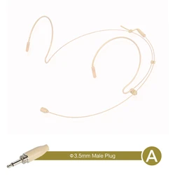 Adjustable Beige Double Earhook Headset Mic Headworn Microphone 3 Pin For 4 Pin XLR For Shure Wireless Microphone With Cover