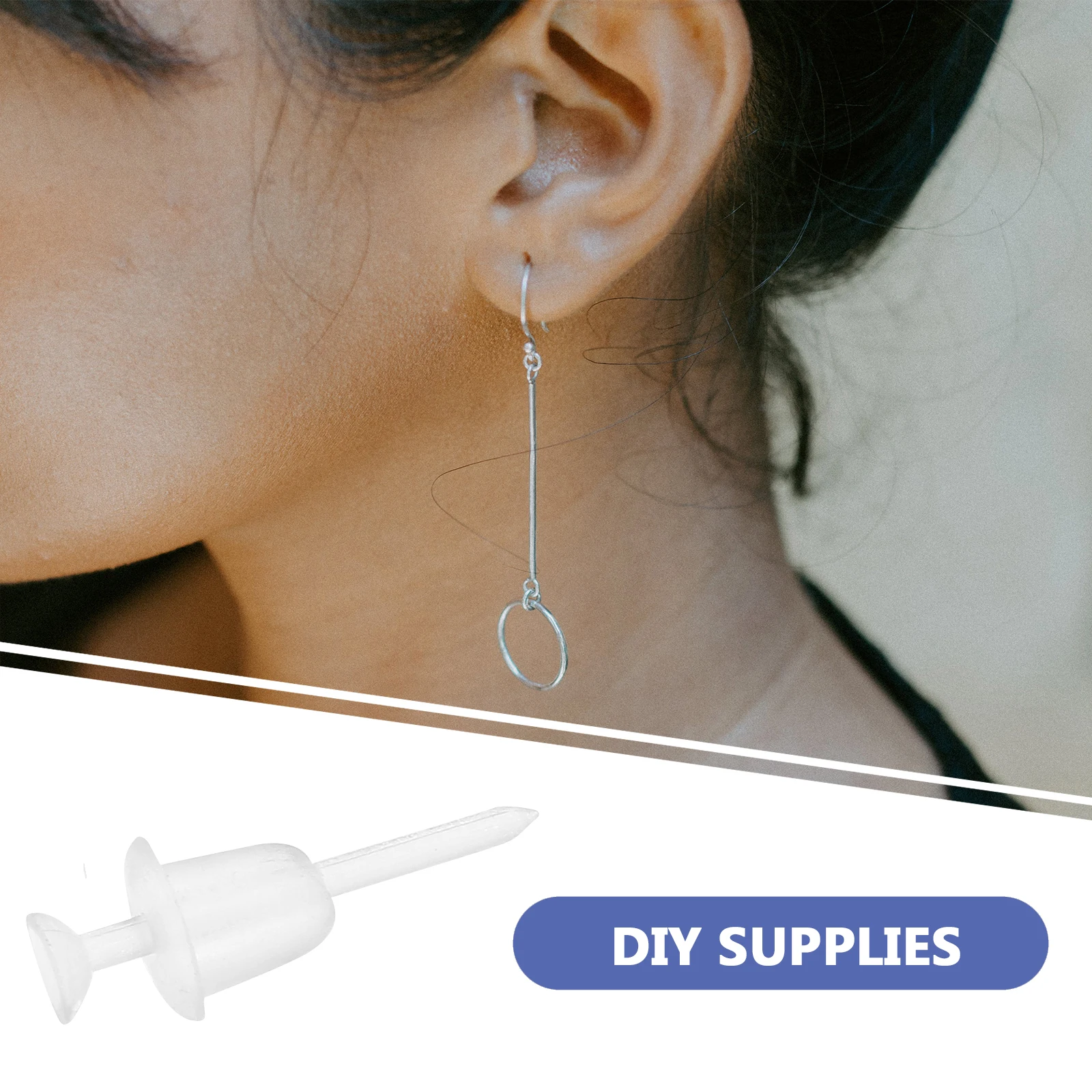 

100 pcs Head Earring Pins Findings Backs Durable Plastic Diy Supplies Allergy Free Blank Stud Craft Making Supplies