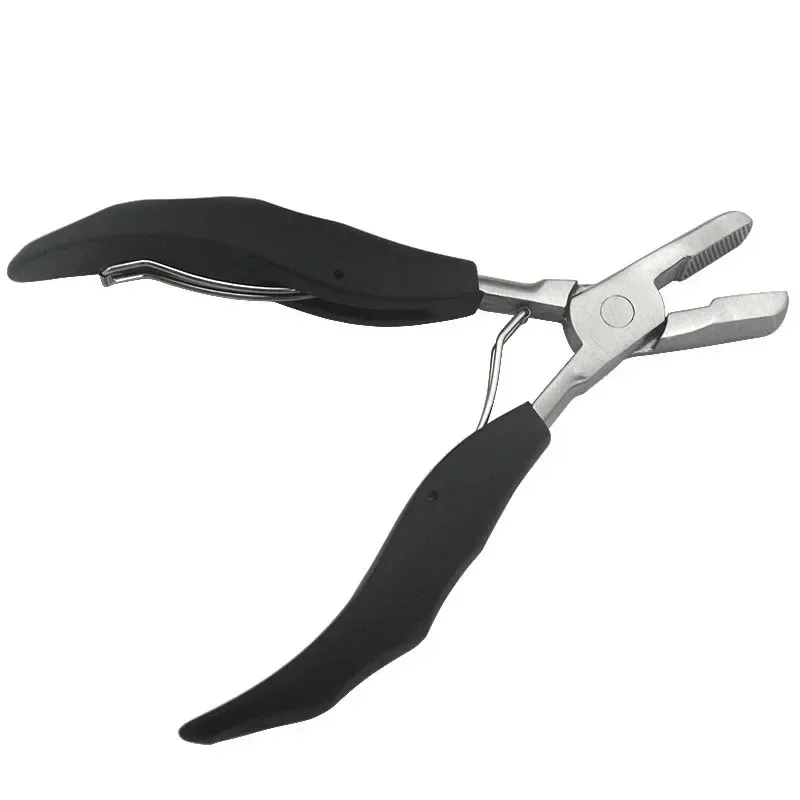 10Pc Black Flat Shape Plier with Small Grooves Pre-Bonded Hair Extension Clamp