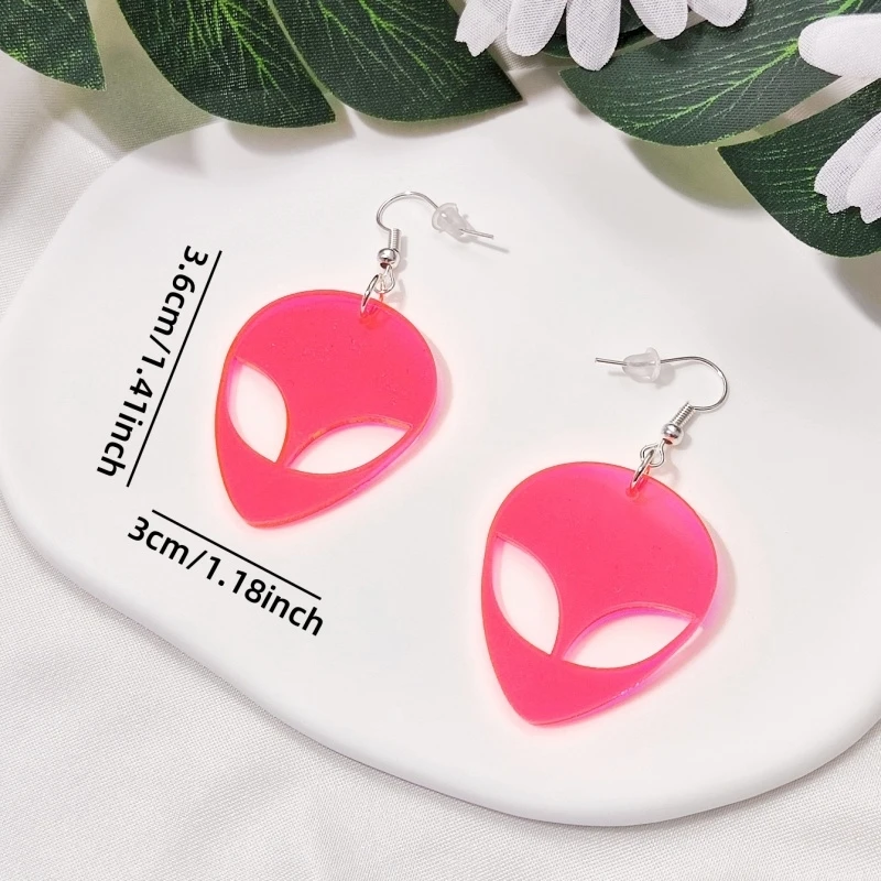 KUGUYS Classic ET Clear Neon Green Pink Women\'s Drop Earrings Acrylic Jewelry Cute Accessories