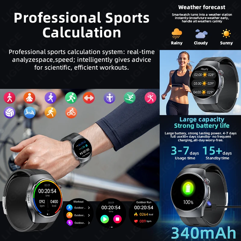 2026 New Upgrade AI Diagnostic Airbag Precise Blood Pressure Health Smartwatch Uric Acid ECG PPG Blood lipids Smartwatch for Men