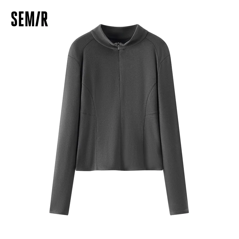

Женская футболка Semir с длинным рукавом в спортивном стиле, облегающая флисовая рубашка с цветными блоками, зима 2025, новый дизайн