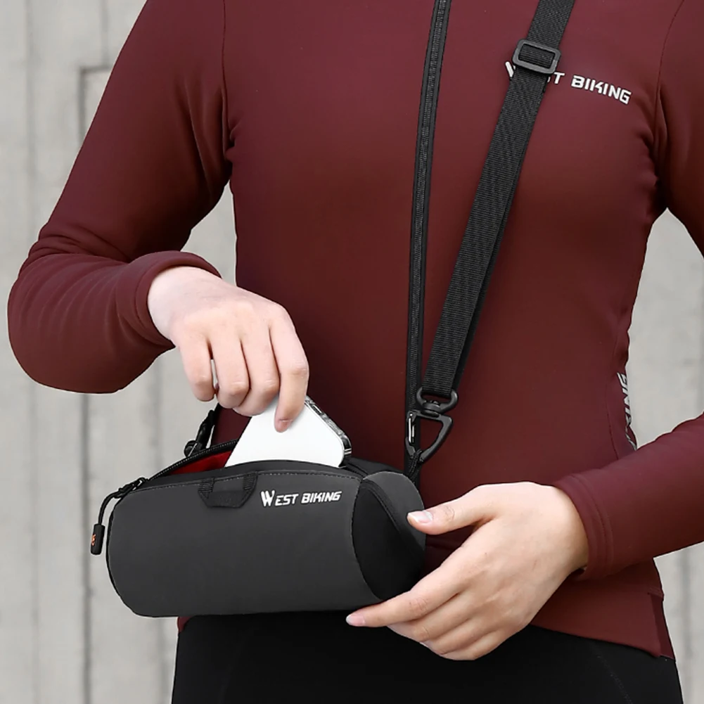 1L دراجة المقود حقيبة الإطار تخزين لفة حقيبة مع حزام الكتف دراجة كيس التخزين متعددة الوظائف الدراجات الملحقات #3