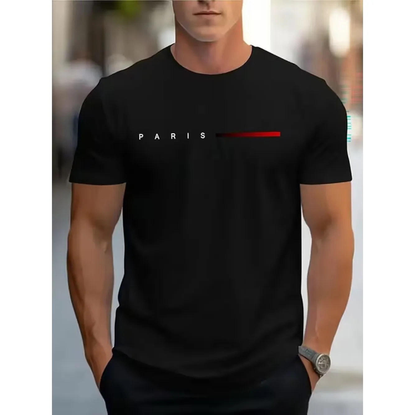 Mens Tshirt Comfortable Crew Neck Casual Cotton Soft Breathable Top Menswear Tshirt Streetwear Cotton Fabric Trendy Letter Print