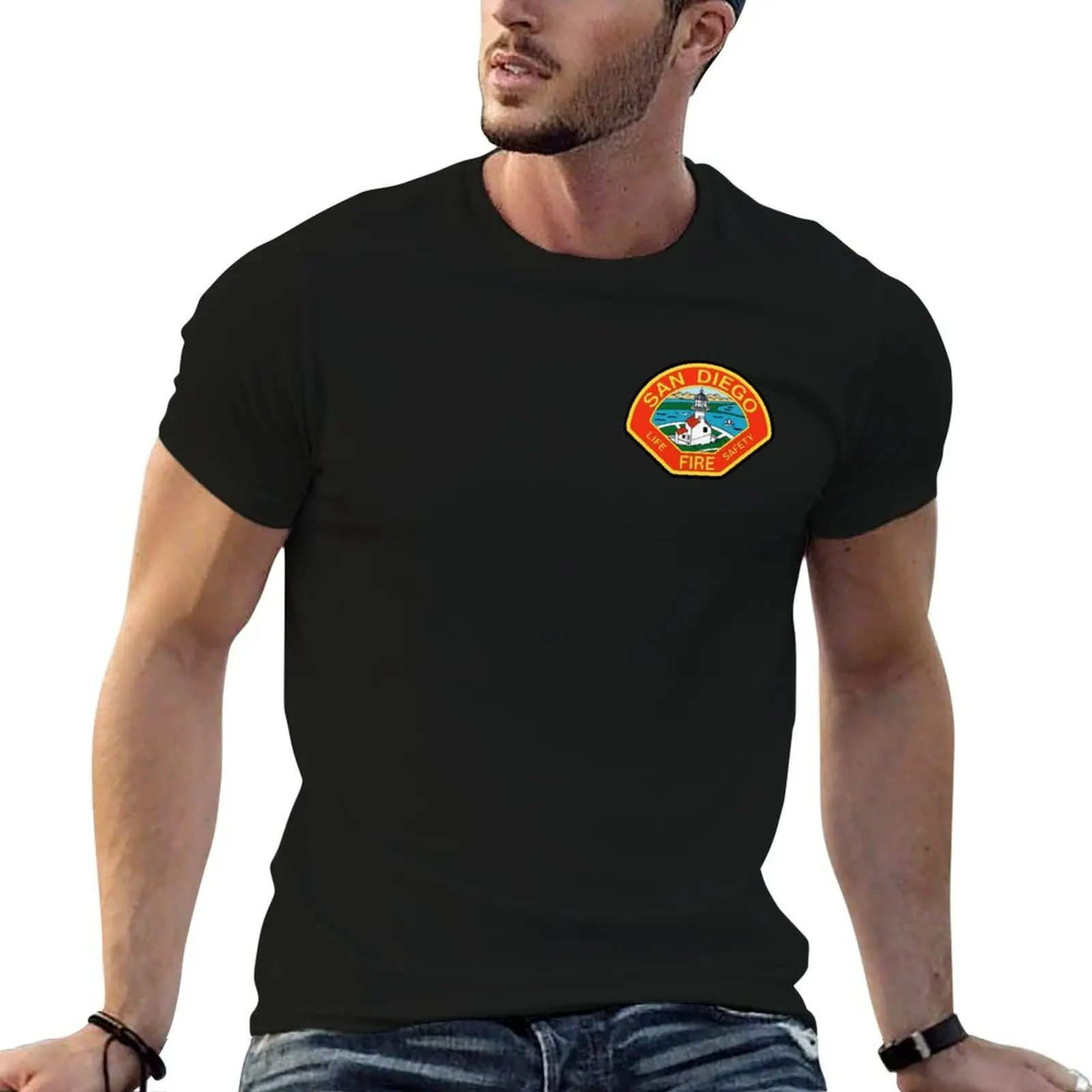 

San Diego Fire and Rescue Department Patch T-Shirt t shirts for man graphic vintage cotton t shirt man T-Shirt