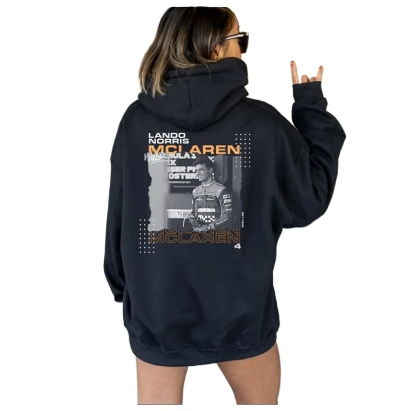 

TEWComfortable hoodie Lando Norris black all-match men's sweatshirt car fan gift women's sweatshirt