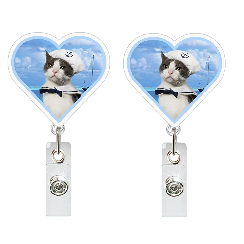 

2pcs Unique Funny Cat Keychain Portable Acrylic Cat Bag Pendant Memes Series Decorative Retractable Badge Holder Doctor