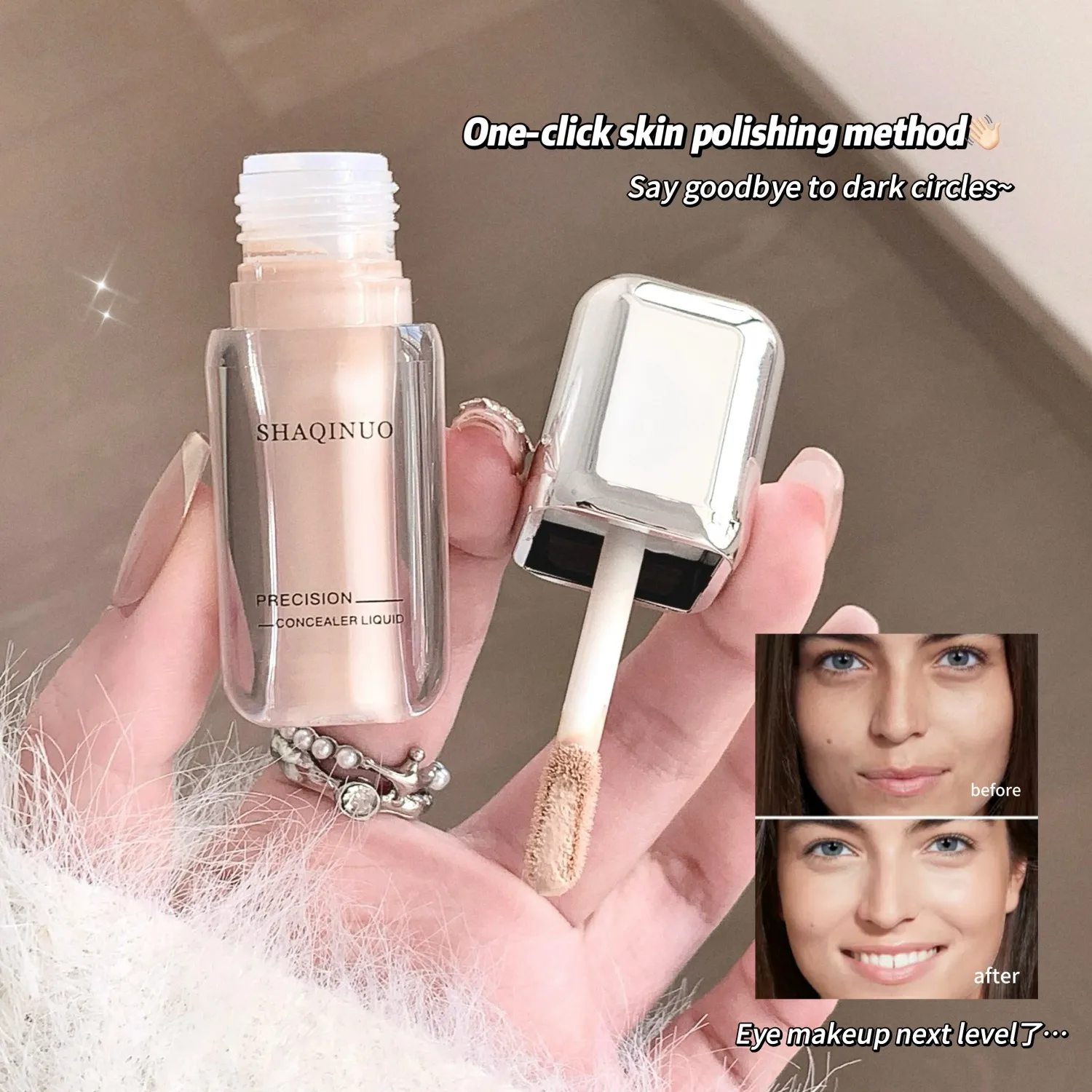 SHAQINUO 3-kolorowy korektor w płynie Korektor do trądziku Plamy Ciemne koła pod oczami Łza Długotrwały podkład nieusuwalny