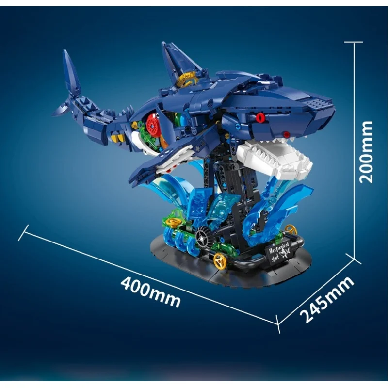 

Набор строительных блоков серии «Океанские животные»: акула, коллекционная модель MOC, декор для дома, креативный подарок для взрослых и детей, 1096 деталей