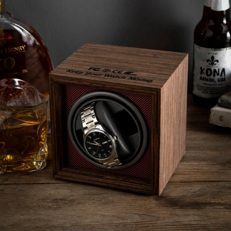 Winder Watch Box Wooden Vertical Automatic Mechanical Watch  Winder Electric Table Box 3 Gears Adjust  Watch Cabinet Gift Show