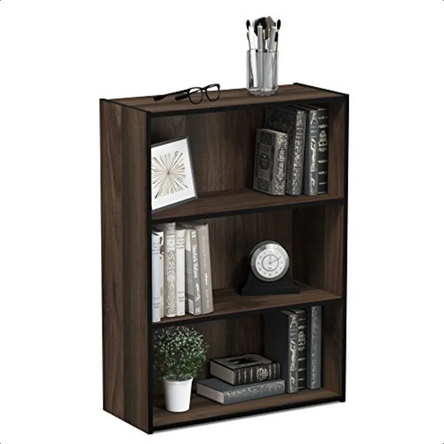Library a 3 livelli con ripiano aperto Columbia Walnut
