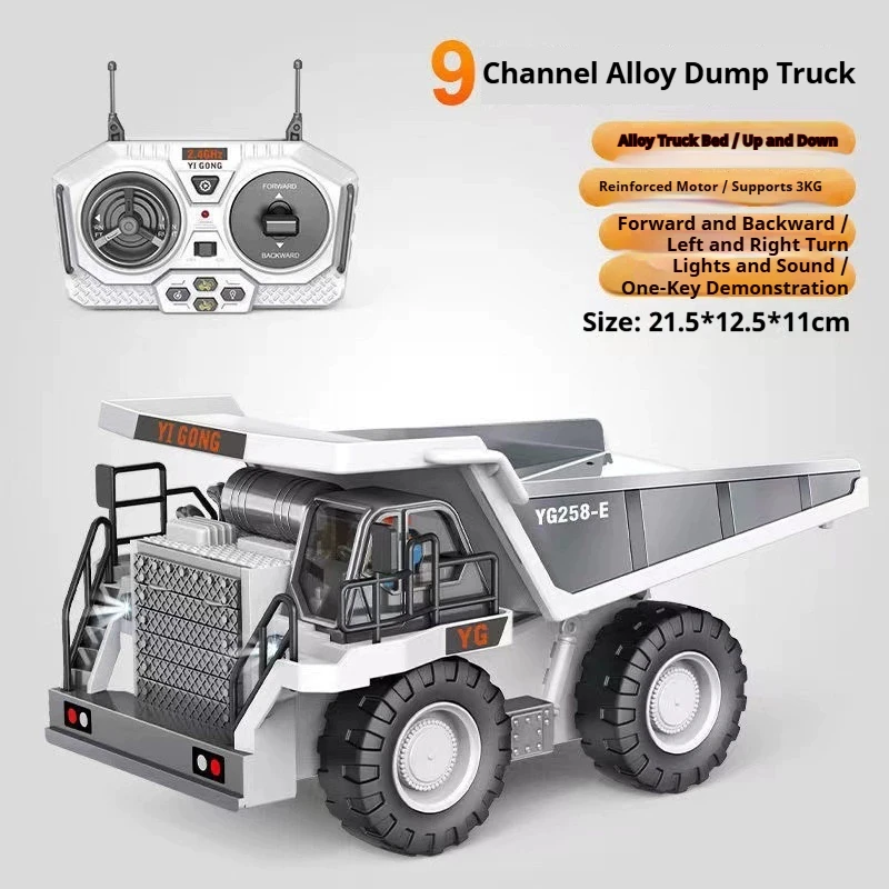 

1:24 Scale Alloy RC Dump Truck Remote Control Mining Vehicle with LED Lights Simulation Construction Toy for Boys And Kids Gift