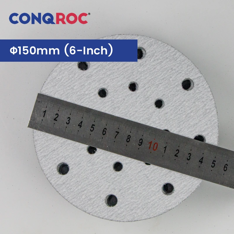 100 Pieces 150mm (6-Inch) 17-Hole Sanding Discs White Fused Alumina Dry Sanding Papers Hook and Loop Grit 60~1000