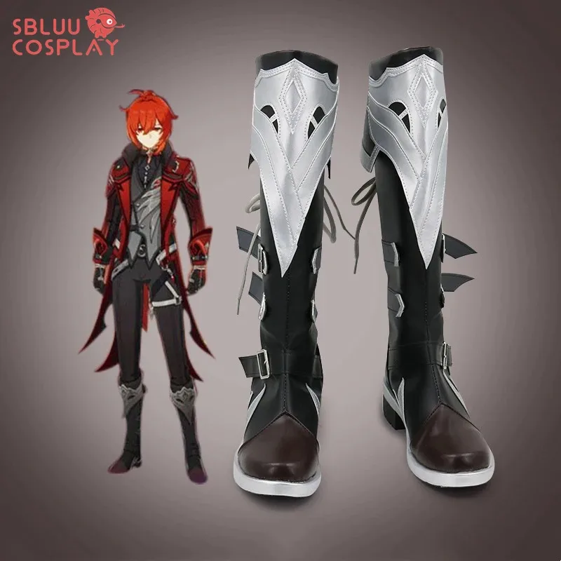 

LQSBluuCosplay Genshin Impact Cosplay Diluc Cosplay Shoes Custom Made Boots