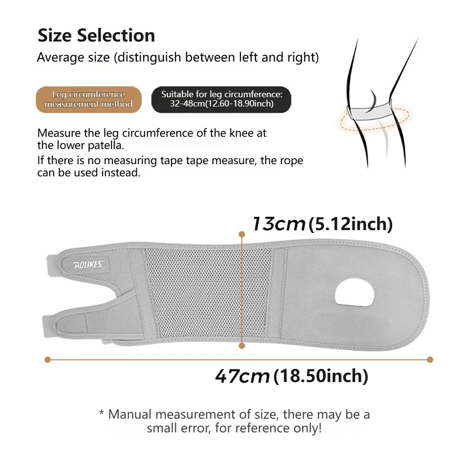 AOLIKES 1PC Patellar Knee Brace Support Strap Knee Pain Relief Adjustable Knee Strap for Jumpers, Tennis Running Injury Recovery