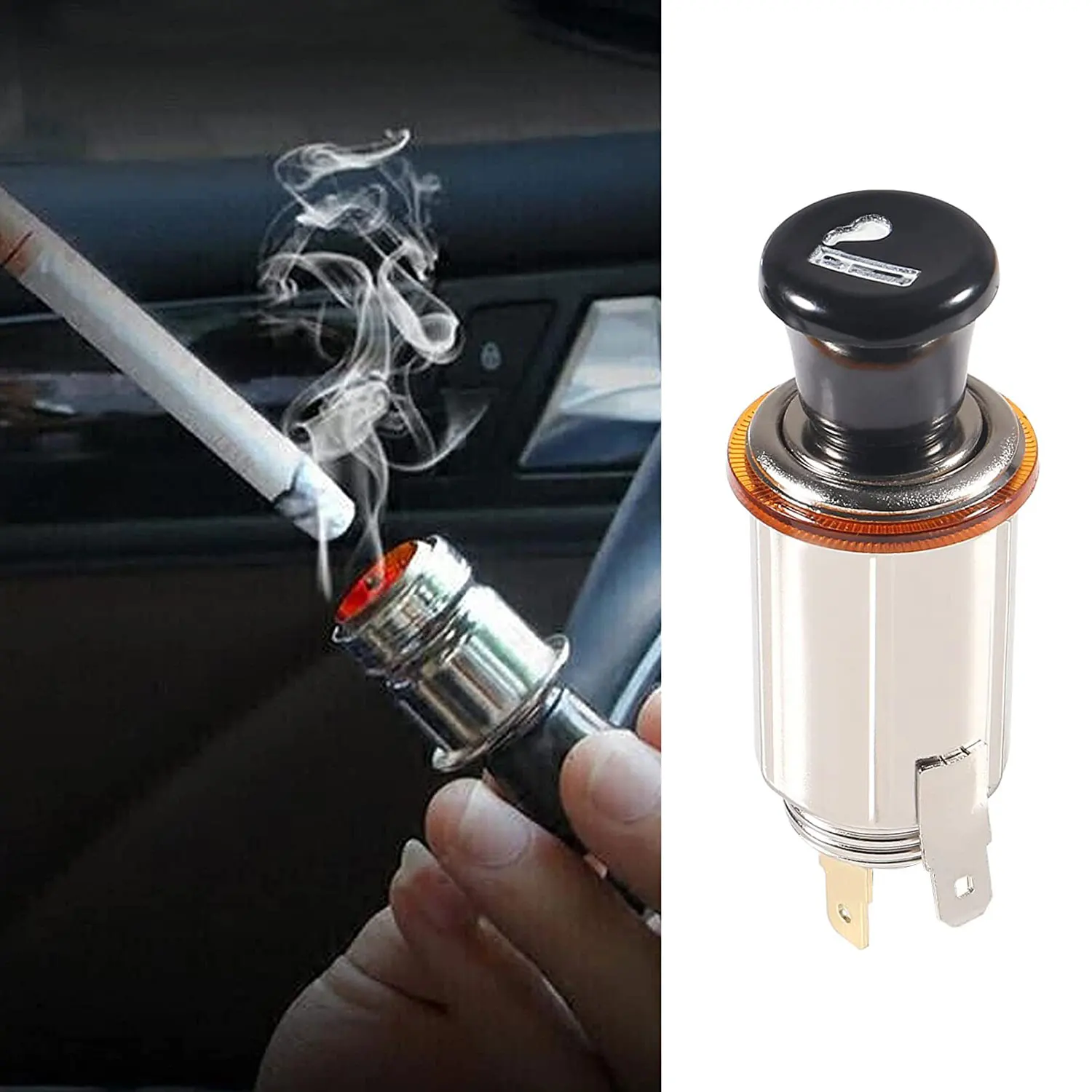 Car Cigarette Lighter Universal 12V Eject Button Element Plug Socket Assembly Set For Marine Boat Motorcycle Truck RV ATV