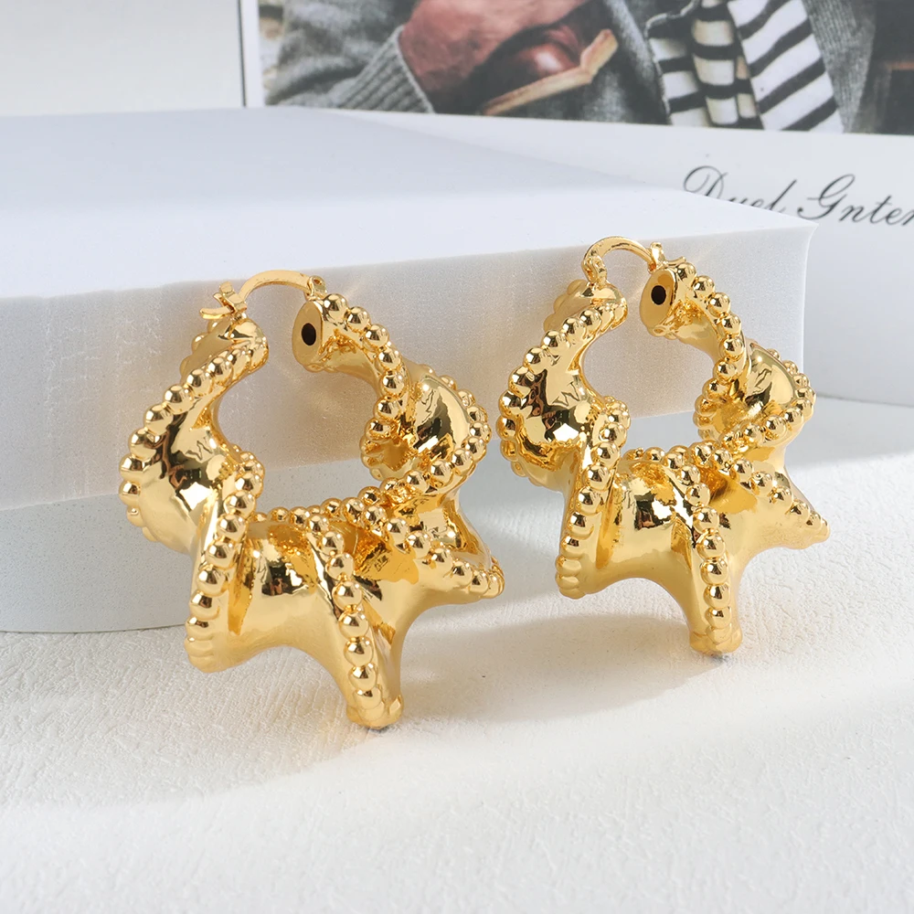 YM Dubai Goldfarbene Ohrringe für Frauen, vergoldete Creolen für die Braut, Design, Hochzeiten, 2022, Trend, Damen-Hakenohrringe, Schmuck 3