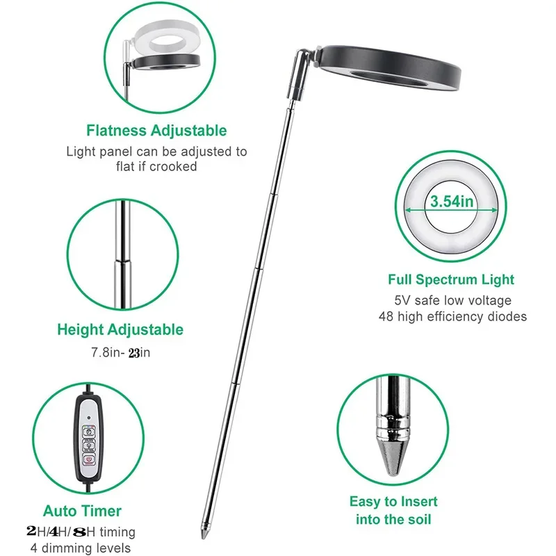 La luce della pianta coltiva LED 5V USB LED spettro completo per la piantina di fiori in serra coltiva la tenda luce idroponica per la crescita dei semi Phyto Lamp