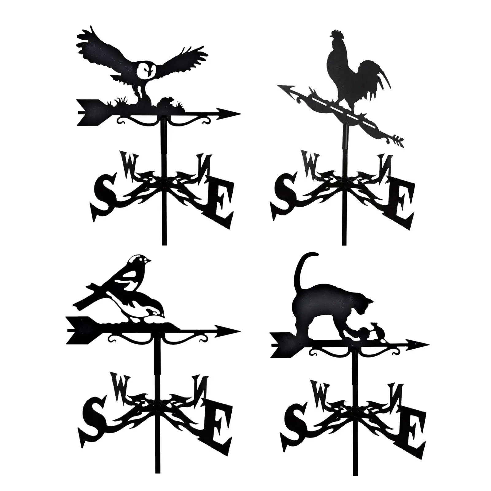 Roof Weather Vane with Animal Silhouette Figure Decorative Weathervane