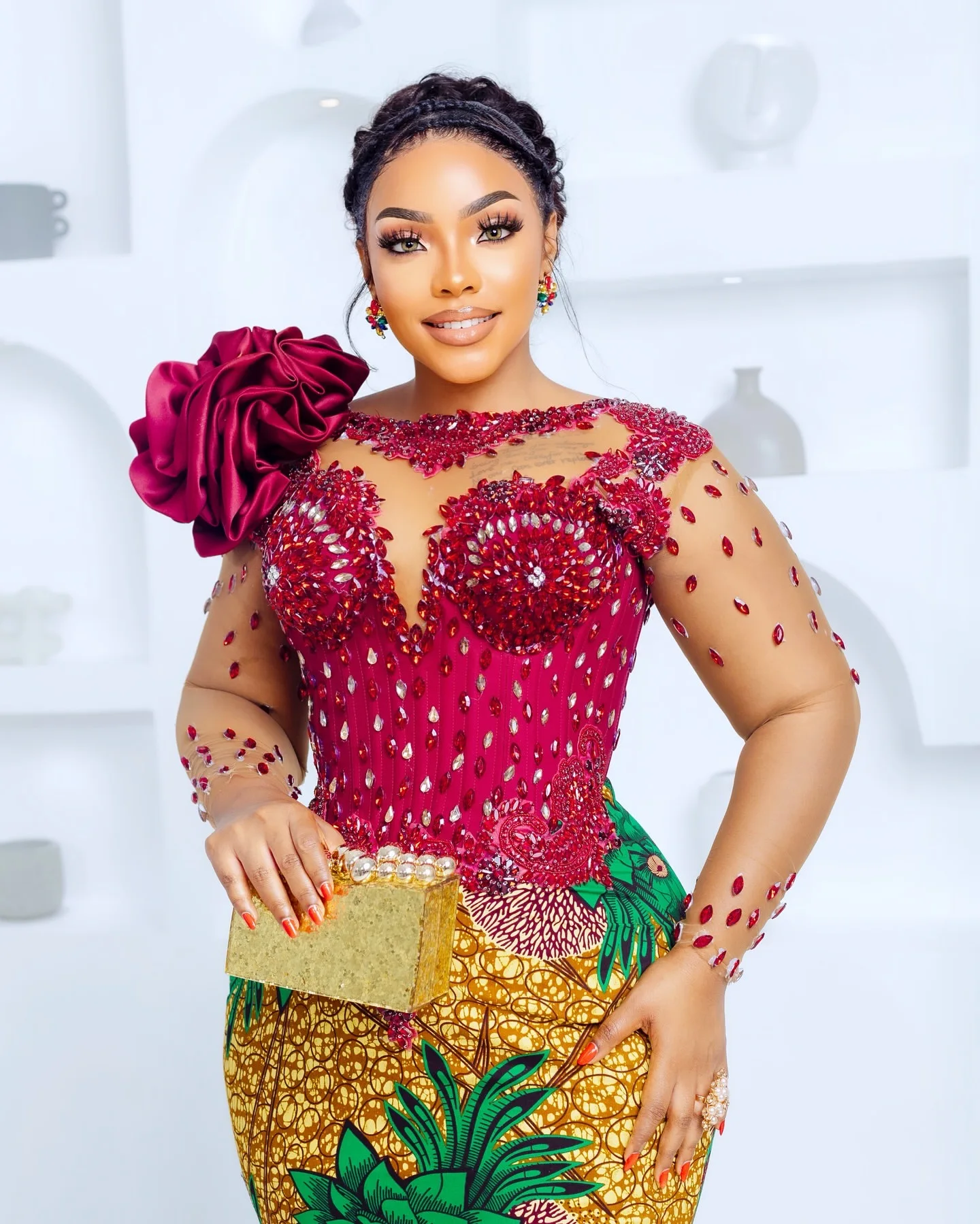 عنابي حورية البحر الأفريقية 2025 فساتين لحضور الحفلات الموسيقية كريستال الزهور مطرز مطبوعة مساء حفلة رسمية فساتين عيد ميلاد