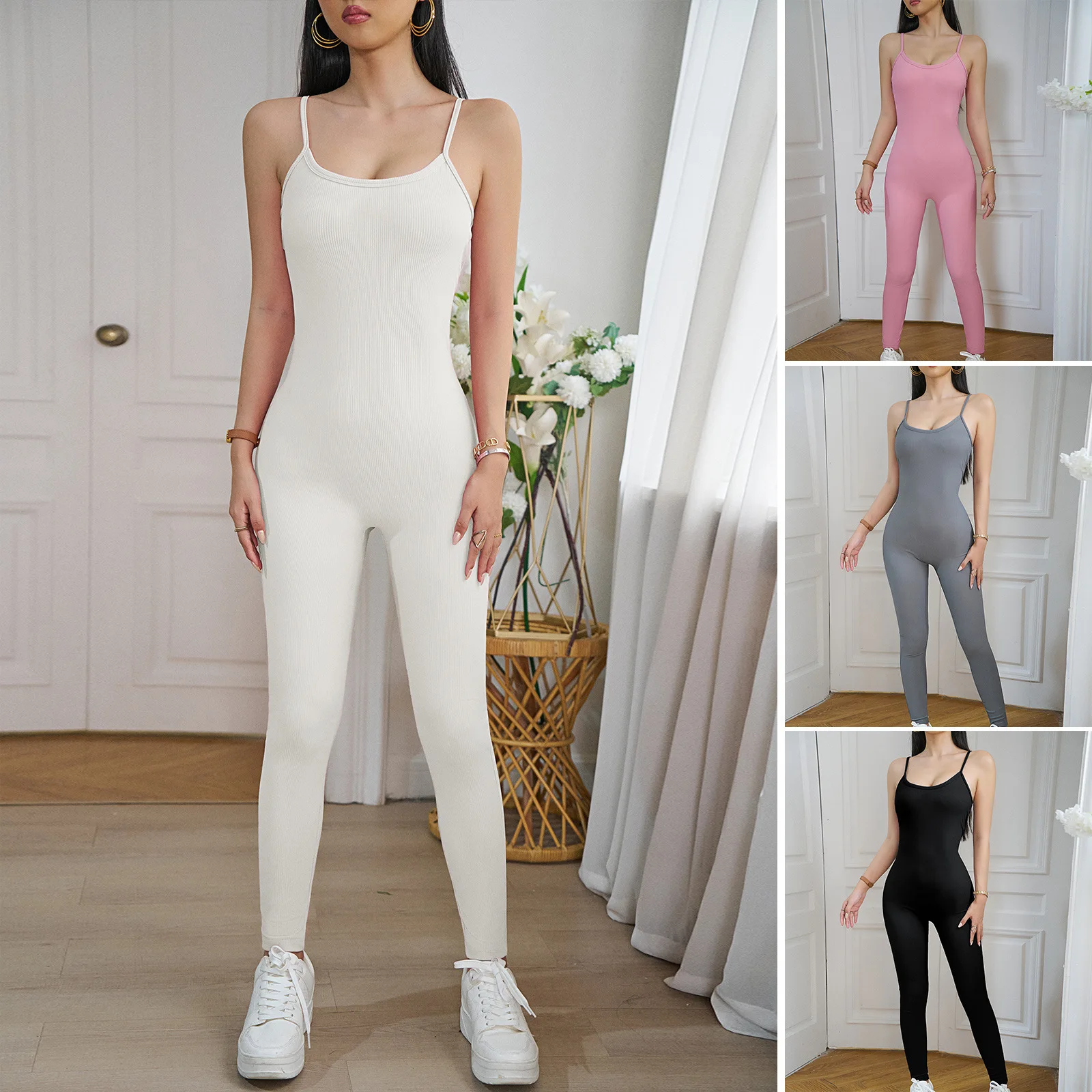 Solid Stretch Sport Jumpsuit for Women Clothing Long Jumpsuit Female Casual Sleeveless Fitness Y2K Playsuit Activity Streetwear