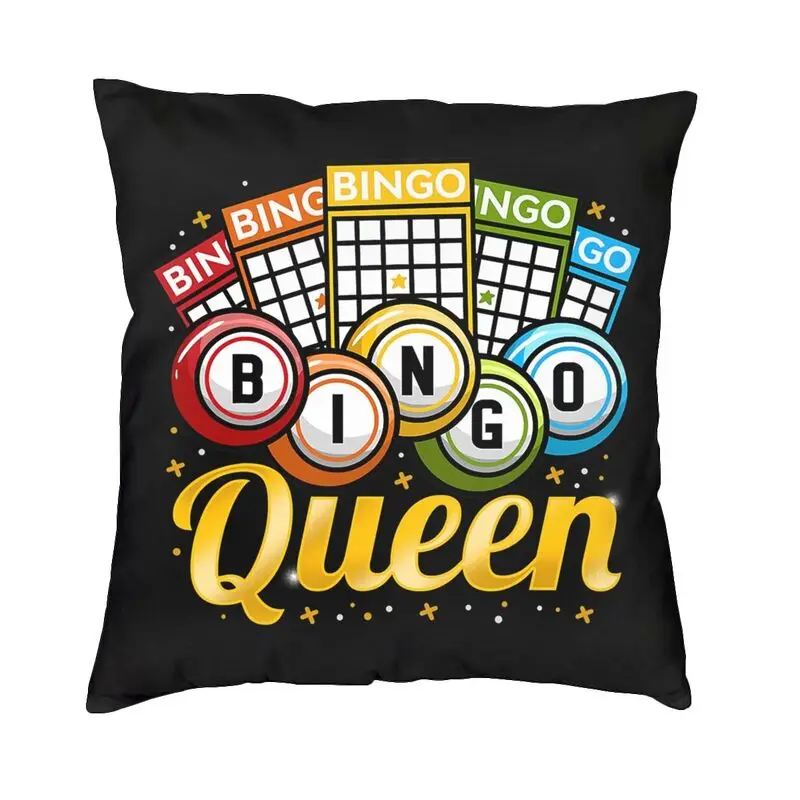 Bingo Queen Pillow Case 45x45cm Decor Home Cute Paper Game Chair Cushion Square Pillowcase