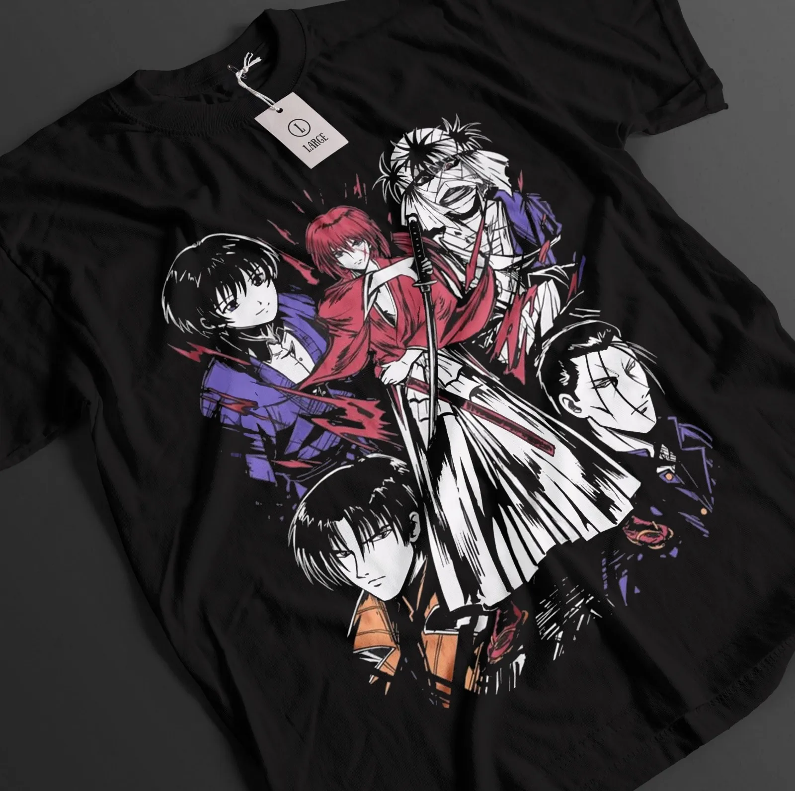 Rurouni Kenshin Shirt Battousai Tshirt Shishio T-Shirt Saito Top Aoshi Anime Tee