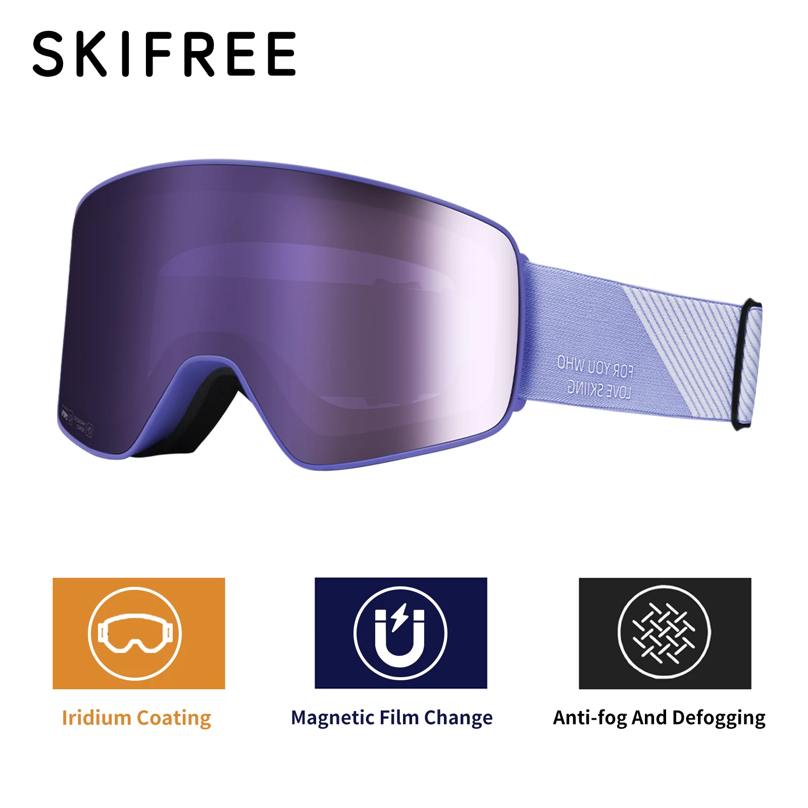 

SKIFREE S2 Magnetic Ski Goggles Anti-Fog Iridium Lens OTG Snowboard Eyewear for Men Women