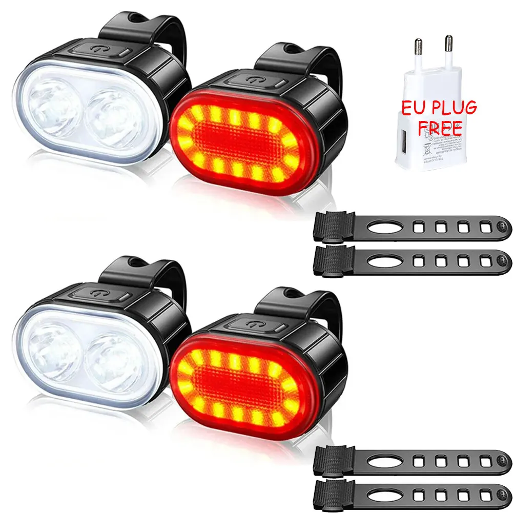 USB oplaadbare fietsverlichting Fietsveiligheidswaarschuwingslamp Buiten waterdichte fietszaklamp voor mountainbikes en racefietsen