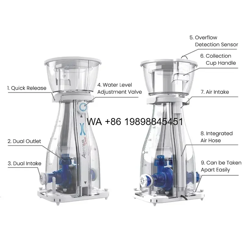 Wmwmnu for AD600 40W DC Flow Protein Skimmer IOS Android App Control Dual Intake Dual Wheel Overflow