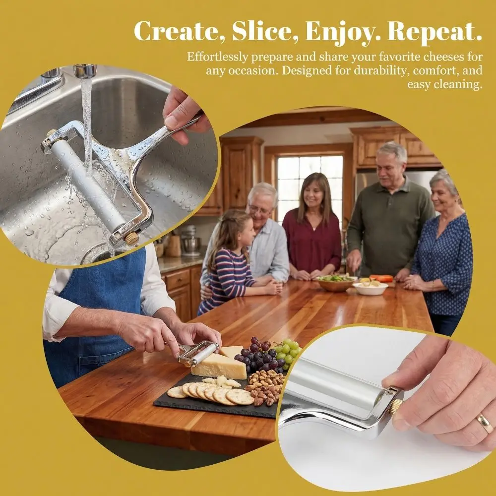 

Резак для сыра из нержавеющей стали с эргономичной ручкой из алюминия, регулируемой толщиной нарезки, ручной нож для масла, для домашней кухни