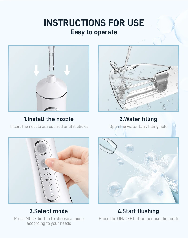 Schoben-irrigador Oral eléctrico Original, limpiador Dental de agua, 1400 veces/Min, portátil