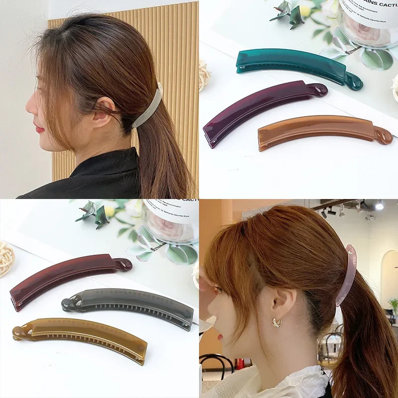 Frosted Solid Banana Clip Women Girls Fashion Ponytail Hairpin Hair Styling Clip Hair Accessories Headwear Barrettes Hair Claws