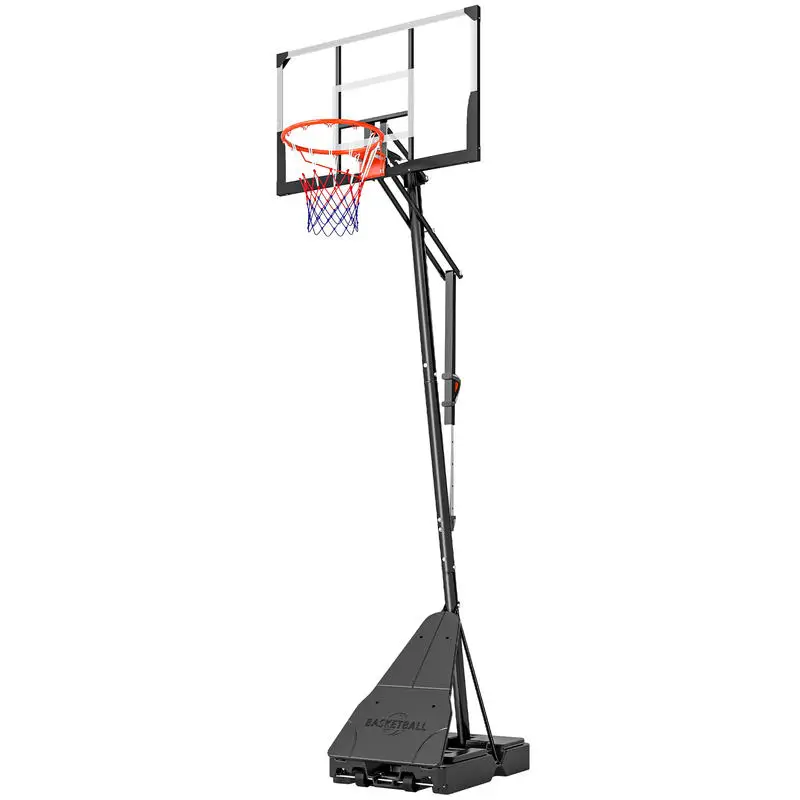 

Portable Basketball Hoop Outdoor, 8-10ft Adjustable Basketball Goal, 47 Inch Shatterproof Backboard, Action Grip