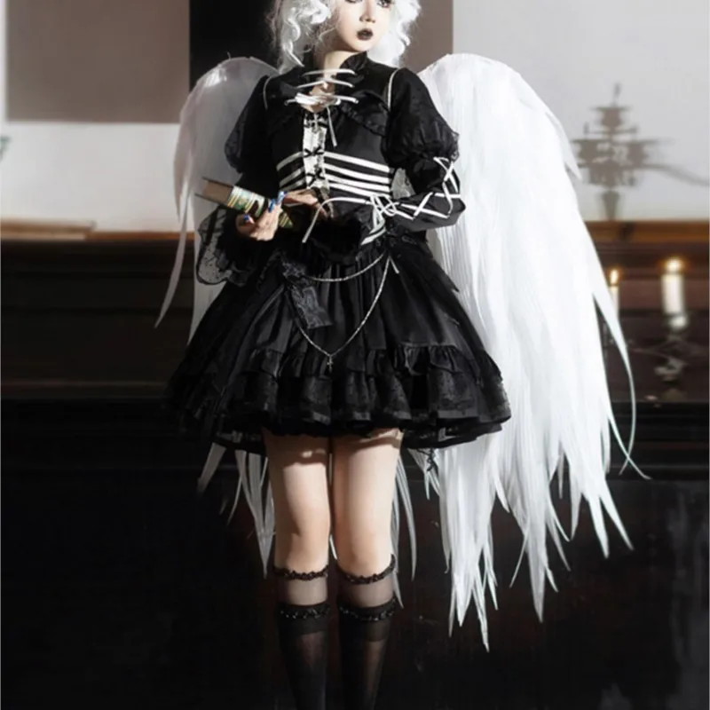 

Gothic little dark everyday long-sleeved detachable dress