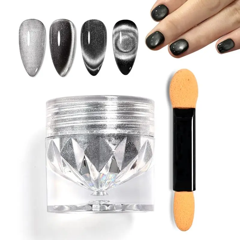 미러 네일 반짝이 가루 먼지 크롬 고양이 눈 파우더 금속 빛나는 네일 강화 오로라 파우더 매니큐어 네일 장식