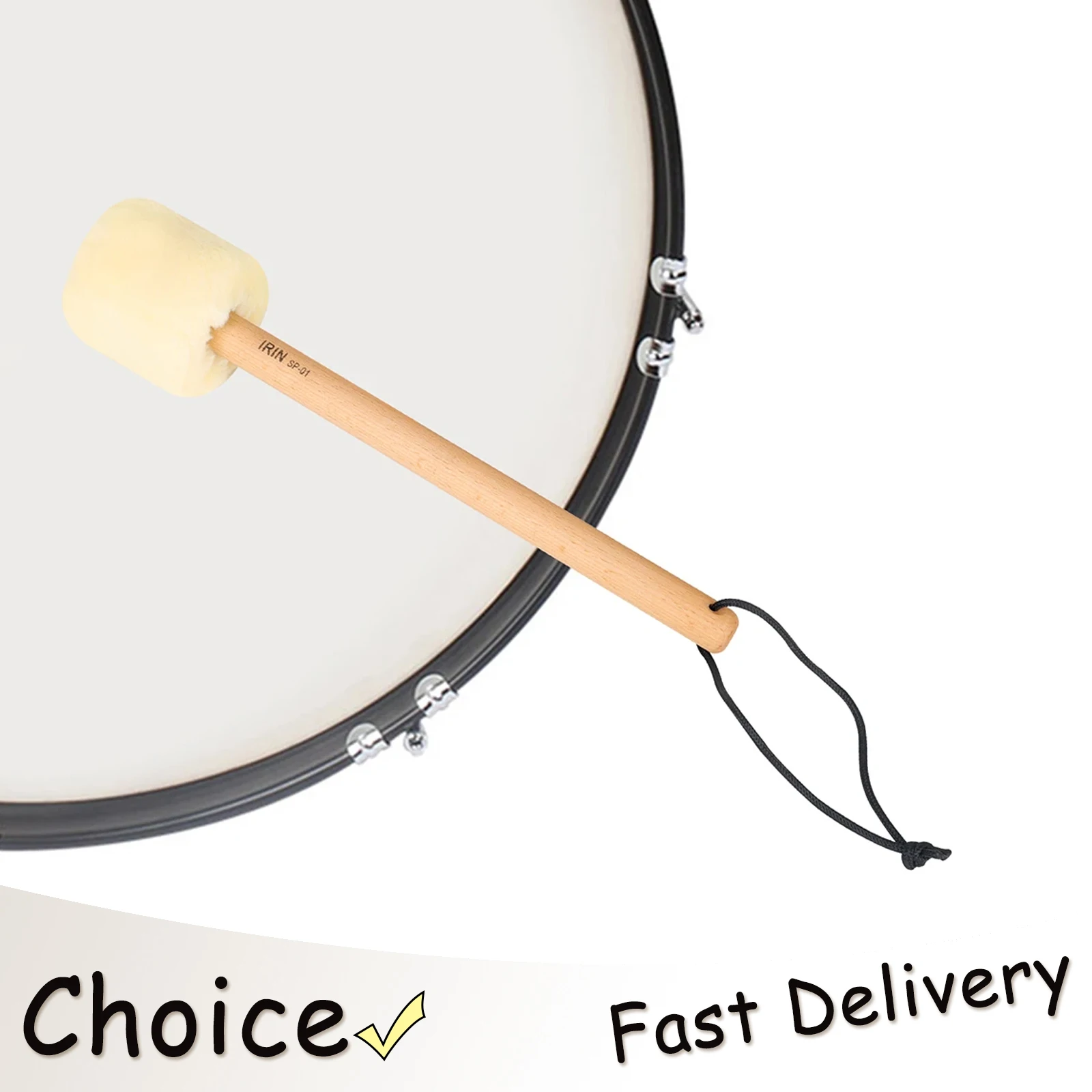 IRIN Plush Drumsticks Percussion Instrument Part Beech Handle Bass Drumsticks For Symphony Orchestra Performance Practice
