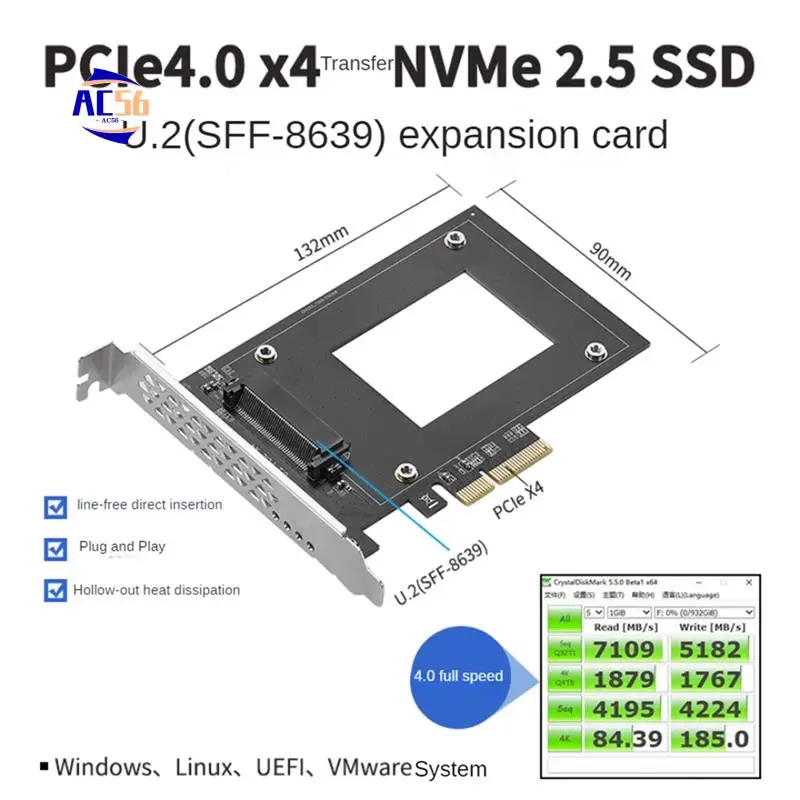 

Карта расширения AC56 Карта расширения Карта адаптера U2 Nvme Ssd Беспроводная сетевая карта IO-PCE8639-U2
